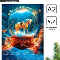 Календарь 2026 «Снежный шар», А2