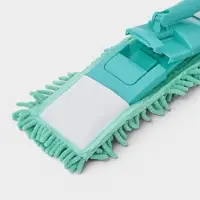 Швабра для мытья пола Доляна плоская, насадка из микрофибры букли 42&times;12 см, телескопическая стальная ручка 80&ndash;130 см