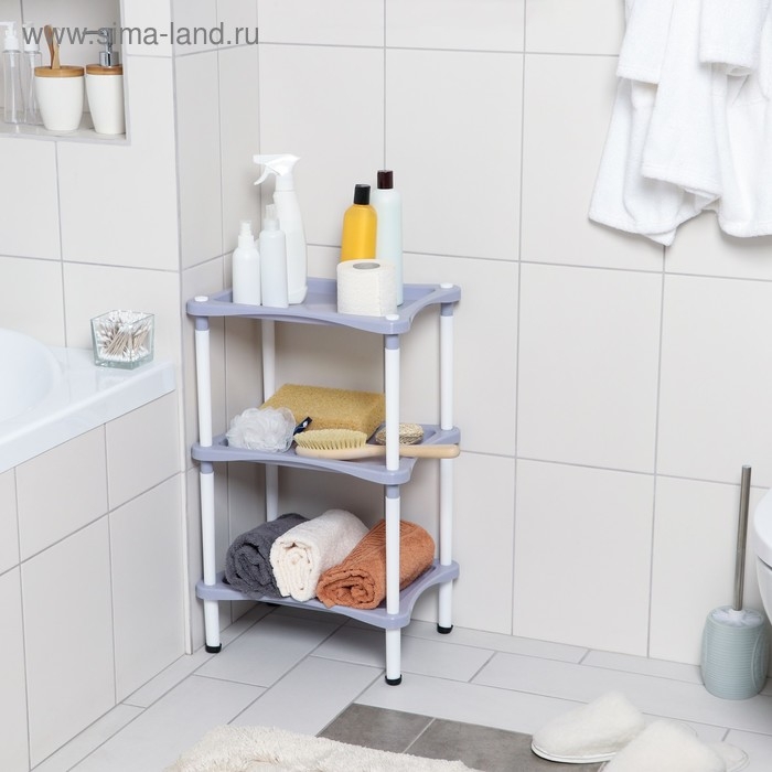 Этажерка напольная с полками 3-х секционная Krita, цвет сиреневый туман Этажерка напольная с полками 3-х секционная Krita, цвет сиреневый туман