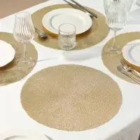 Салфетки сервировочные на стол Доляна &laquo;Соломка&raquo;, d=38 см, 4 шт., золотые