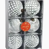 Набор шаров пластик d-8 см, 6 шт "Вестон" сеточка, бело-зелёный