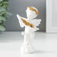 Фигурка полистоун &laquo;Белоснежный ангел с золотыми розами в листе&raquo;, 6&times;4&times;11 см