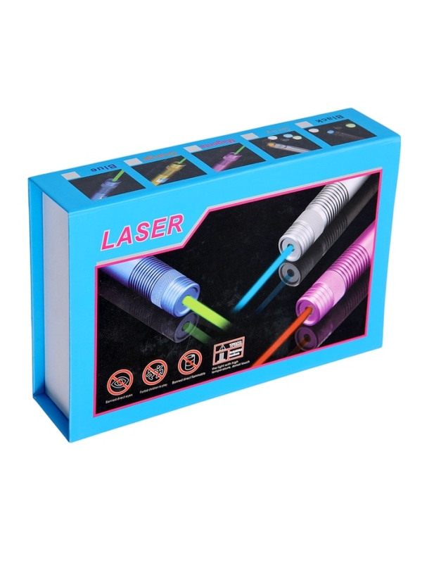 Лазерная указка мощная, с насадками, 1200 мАч, синий