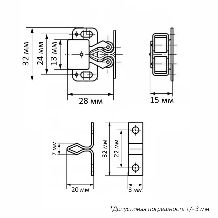 Двойная роликовая защёлка-стопор LOCKLAND, железная, цвет медь Двойная роликовая защёлка-стопор LOCKLAND, железная, цвет медь