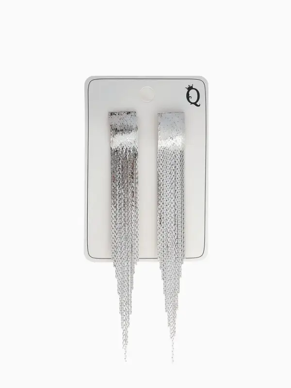 Серьги висячие &laquo;Голливуд&raquo;, блеск нитей, цвет серебро, 14.5 см