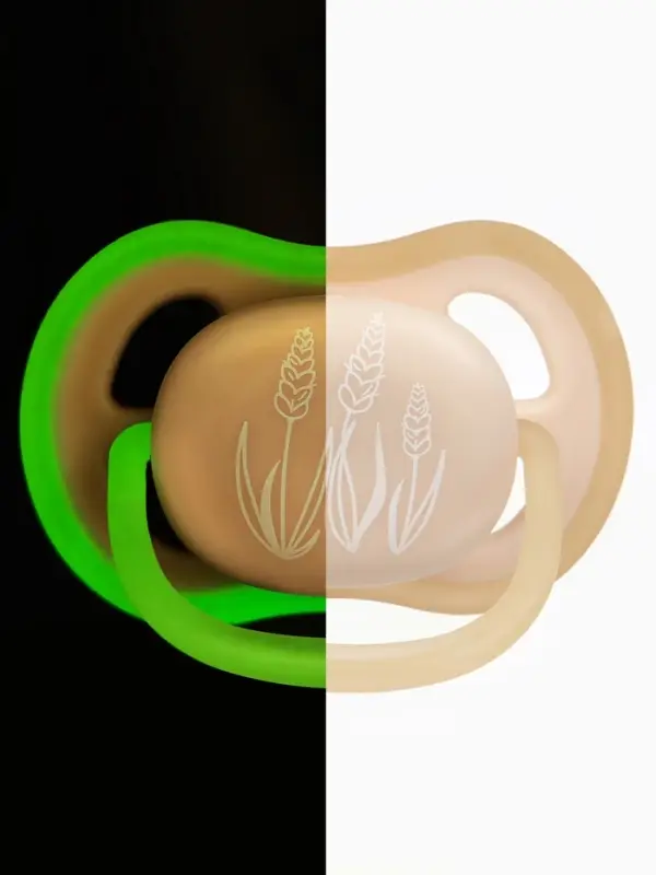 Светящаяся соска-пустышка анатомическая, силикон, от 6 мес., &laquo;Колоски&raquo;, бежевая