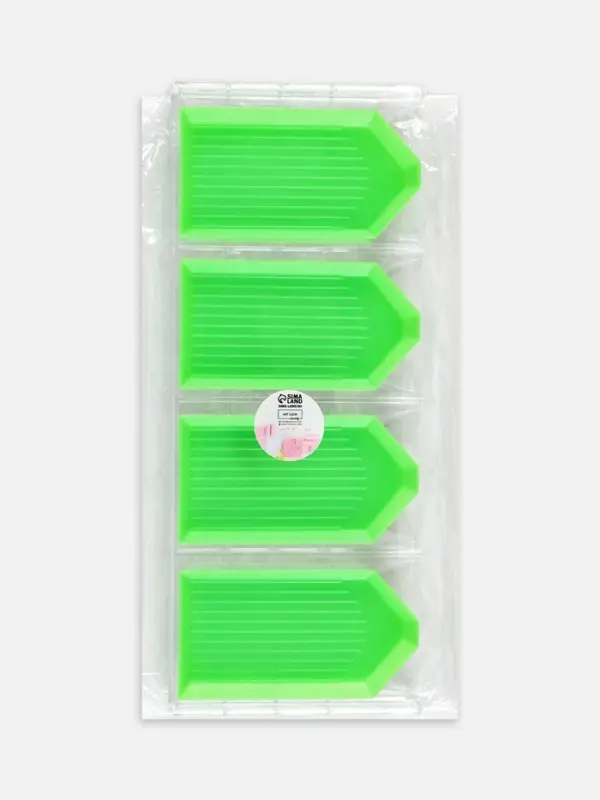 Органайзер-ванночка для бисера и страз, 4.8&times;9 см, 4 шт. на подставке, зелёный, прозрачный