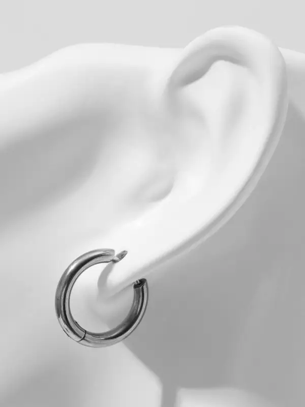 Пирсинг в ухо &laquo;Кольцо&raquo;, классик, внешний d=16 мм, внутренний d=12 мм, цвет серебро