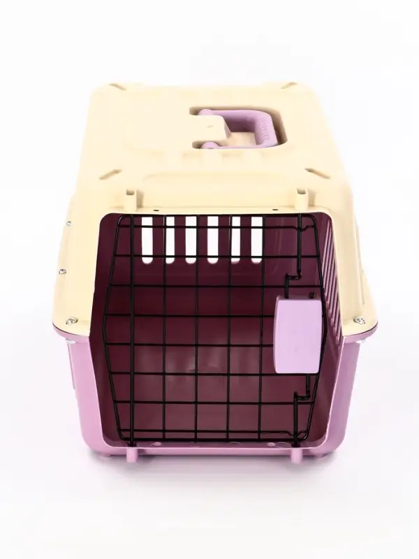 Переноска для животных, 44&times;31&times;27 см, пластик, бежевая, лавандовая