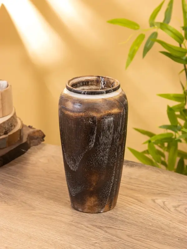 Подсвечник из дерева джати, d=7 см, 12&times;12&times;23 см, тёмно-коричневый