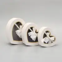 Набор подарочных коробок 3 в 1 сердца, белый, 22&times;20&times;9; 18.5&times;17&times;7.5; 16&times;14&times;6 см