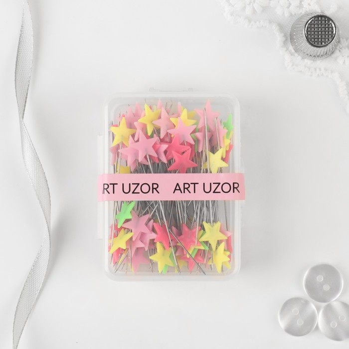 Булавки для квилтинга «Звёздочки», 52 мм, 100 шт, цвет разноцветный Булавки для квилтинга «Звёздочки», 52 мм, 100 шт, цвет разноцветный