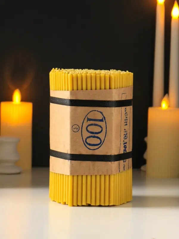 Свечи церковные медовые №100, упаковка 1 кг, парафин, медовое масло