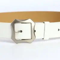 Ремень женский с винтом, 110&times;2.5 см, матовая классическая пряжка металл, белый
