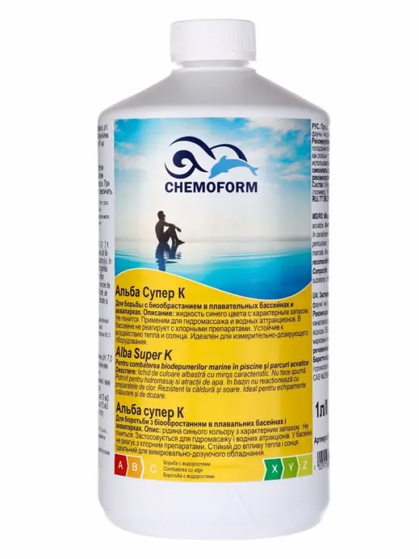 Альгицид Альба Супер К, против водорослей, бактерий и грибков в бассейне, 1 л