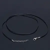 Шнурок каучуковый, неполый, 55 см, d=1.5 мм, чёрный в серебре