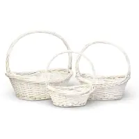 Корзина плетёная для хранения Folia, с ручкой, белая, набор 3 шт.