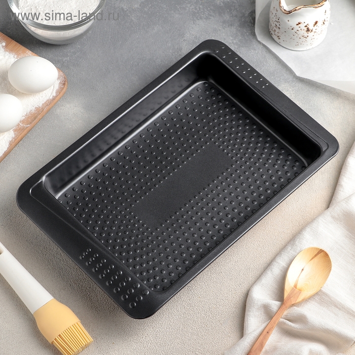 Противень Доляна «Прямоугольник. Вдохновение», 33×21,5×4 см, антипригарное покрытие, цвет чёрный Противень Доляна «Прямоугольник. Вдохновение», 33×21,5×4 см, антипригарное покрытие, цвет чёрный