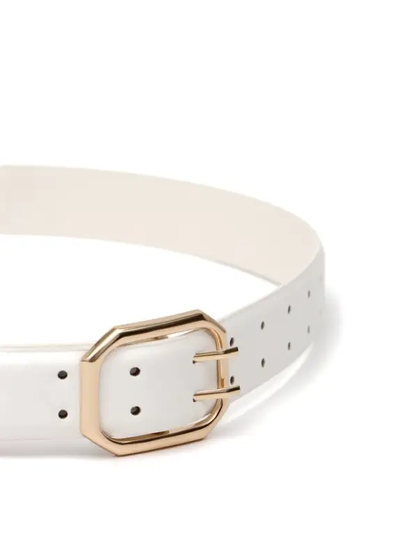 Ремень женский, 3.5&times;110 см, 2 прокола, без винта, золотистая пряжка, белый