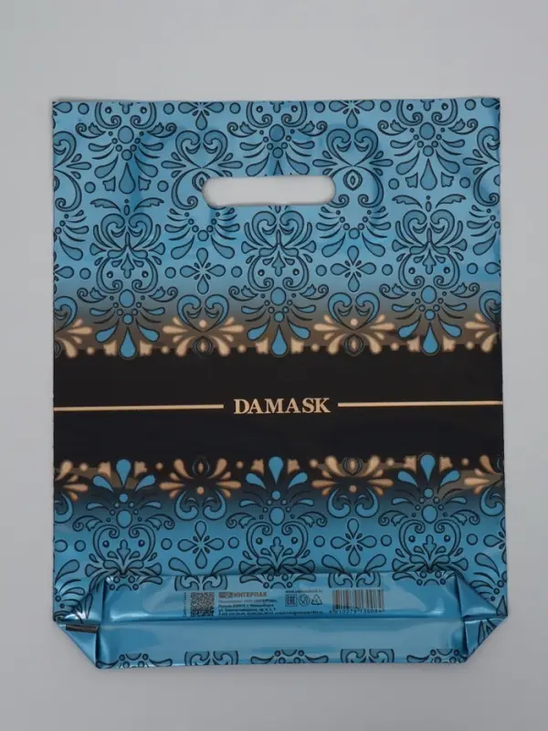 Пакет "Дамаск", полиэтиленовый с вырубной ручкой, 30х37 см, 90 мкм