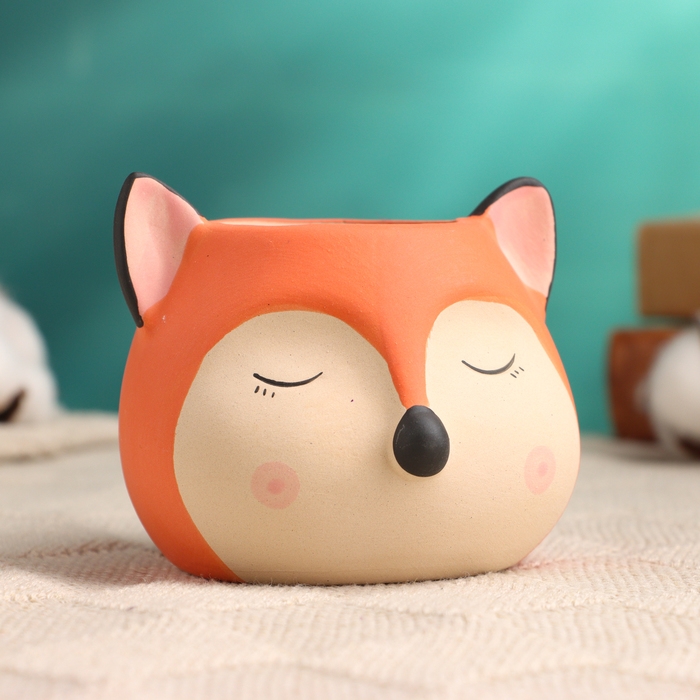 Кашпо "Добрый Лис", 9х9х7см, рыжий