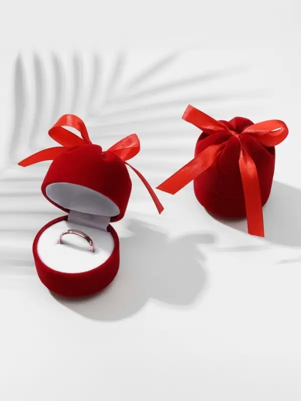 Футляр бархатный под кольцо, серьги &laquo;Подарочек&raquo;, 5&times;5&times;6 см, красный, вставка белая