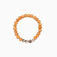 Браслет из сандалового дерева с агатом, длина 18 см, цв. чёрный