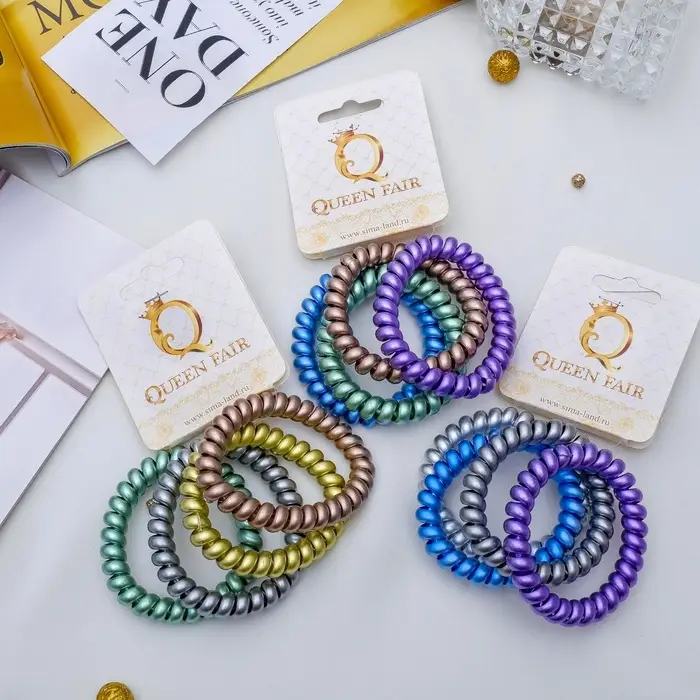 Резинка для волос "Пружинка" матовый перелив, d-5,5 см, микс