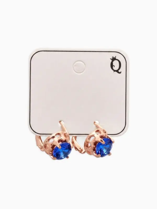 Серьги со стразами &laquo;Эдель&raquo;, кружок, ярко-синие в золоте