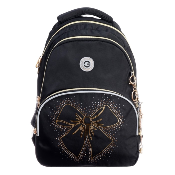 Рюкзак школьный, 40 х 27 х 20 см, Grizzly, эргономичная спинка, отделение для ноутбука, чёрный Рюкзак школьный, 40 х 27 х 20 см, Grizzly, эргономичная спинка, отделение для ноутбука, чёрный