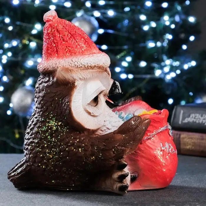 Фигура  Фигура "Сова с мешком "На счастья" с блестками 22см