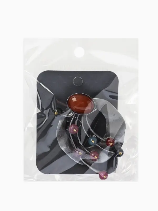 Брошь &laquo;Ветвь турмалиновая&raquo;, цветная в черненом серебре