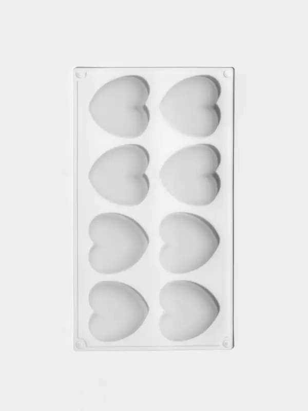 Форма для муссовых десертов и выпечки KONFINETTA &laquo;Сердца&raquo;, 30&times;17.5&times;3 см, 8 ячеек (6.2&times;6 см), силикон, белая