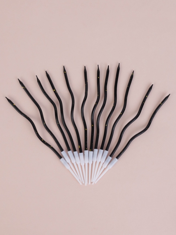 Свечи для торта Свечи для торта "Серпантин", 12 шт, черный с блёстками