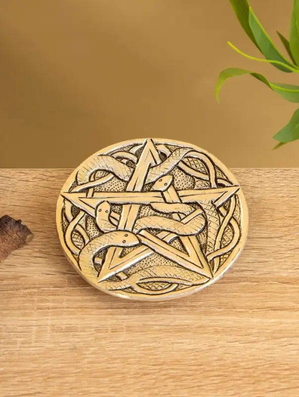 Подставка под благовония  Подставка под благовония "Пентакль и Змеи" алюминий 10,5 см