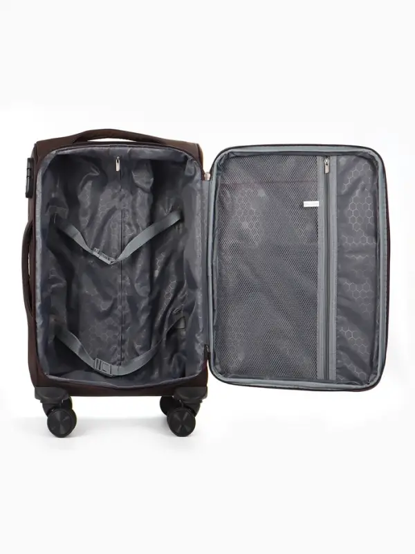 Чемодан на колёсах TEXTURA, кодовый замок, с увеличением, 36&times;25&times;58 см, 20", коричневый