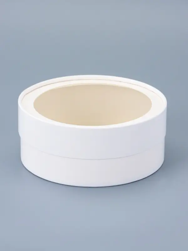 Набор подарочных коробок 3 в 1 круглые с окном, завальцованные, белые, 20&times;18&times;15 см