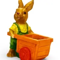 Фигурное кашпо 13 х 18 х 17см  "Заяц с тележкой"