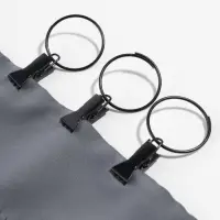 Кольцо для карниза, с зажимом, d=30/33 мм, 20 шт., чёрное