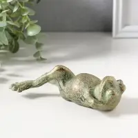 Фигурка чугун &laquo;Лягуха на отдыхе&raquo;, зелёная патина, 14.5&times;8,,8&times;4 см