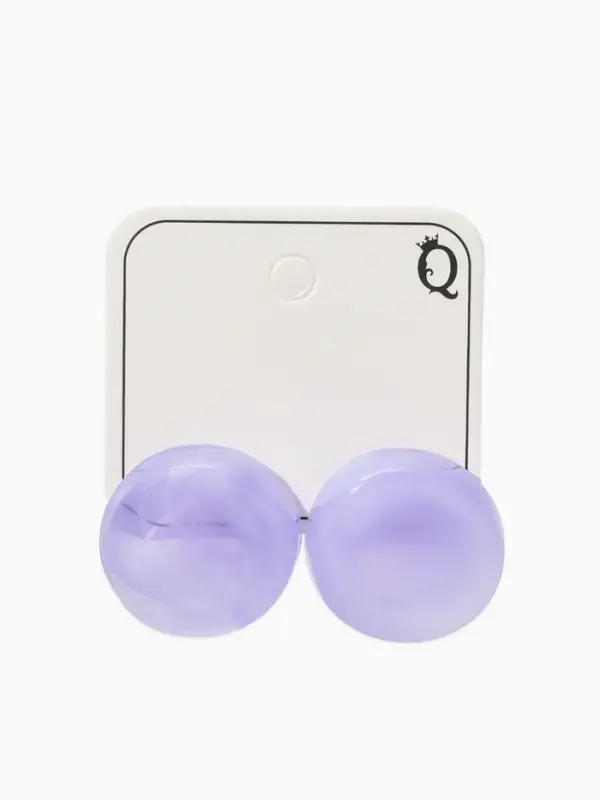 Серьги пластик "Леденец" круг 2 см с разводами белыми, цвет фиолетовый