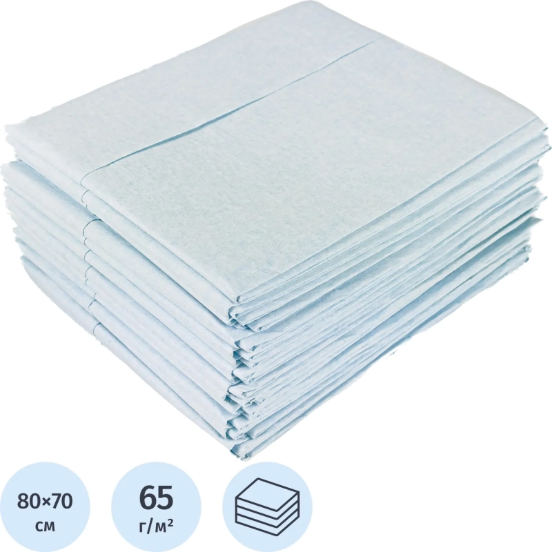 Простыня 80х70, влагонепрон., пл. 65, Tutami papyr 20шт/уп  Гекса