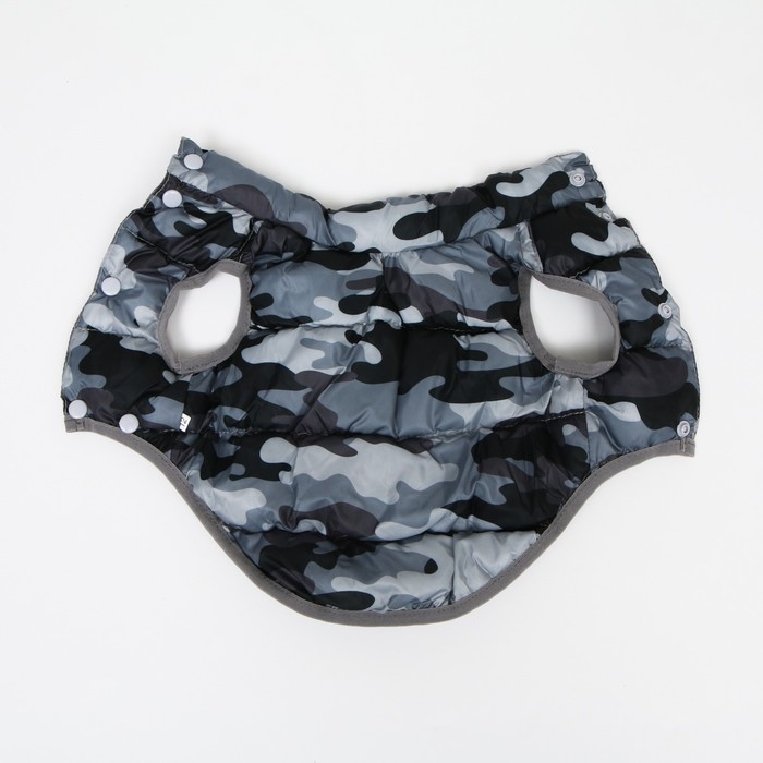 Куртка для собак двухсторонняя с принтом,  размер 8 (ДС 23 см, ОГ 30, ОШ 22 см), серая Куртка для собак двухсторонняя с принтом,  размер 8 (ДС 23 см, ОГ 30, ОШ 22 см), серая