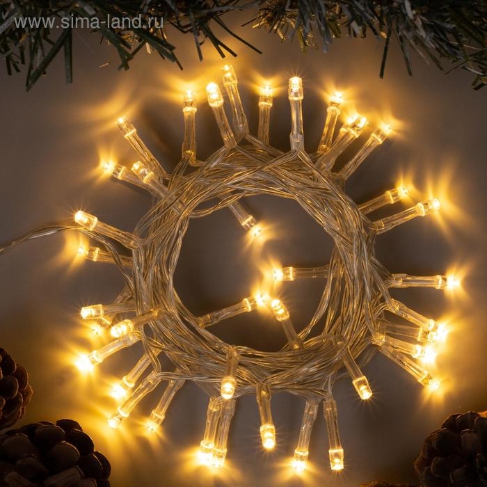 Гирлянда «Нить» 2 м, IP20, прозрачная нить, 20 LED, свечение тёплое белое, 2 режима, AAх3 Гирлянда «Нить» 2 м, IP20, прозрачная нить, 20 LED, свечение тёплое белое, 2 режима, AAх3