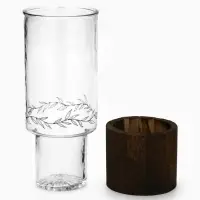 Ваза для цветов стеклянная с деревянной подставкой, 25.5&times;10 см, 1.25 литра