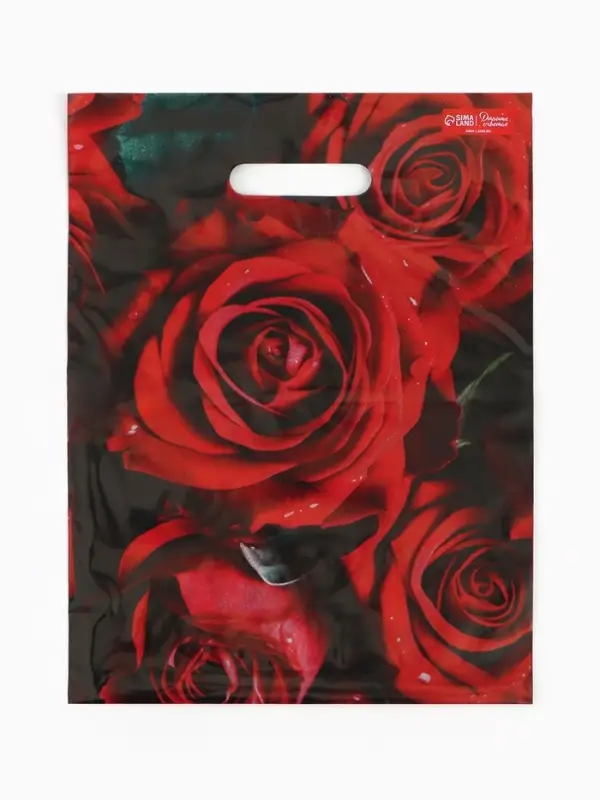 Пакет &laquo;Алые розы&raquo;, полиэтиленовый с вырубной ручкой, 30&times;40 см, 50 мкм