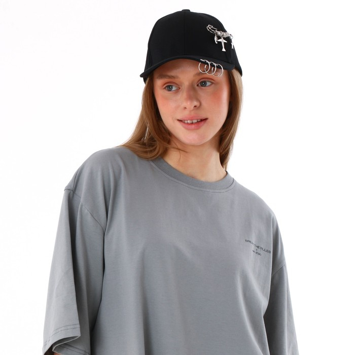 Кепка женская с кольцами, цвет чёрный, р-р 56