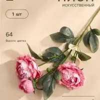 Цветы искусственные &laquo;Пион Эльза&raquo;, h=64 см, d=10 см, розовые
