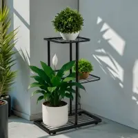 Подставка для цветов Greengo, 3 полки, 43&times;22&times;57 см, напольная, металл, чёрная
