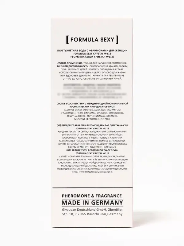 Туалетная вода женская с феромонами Formula Sexy collection Crystal W118, 30 мл